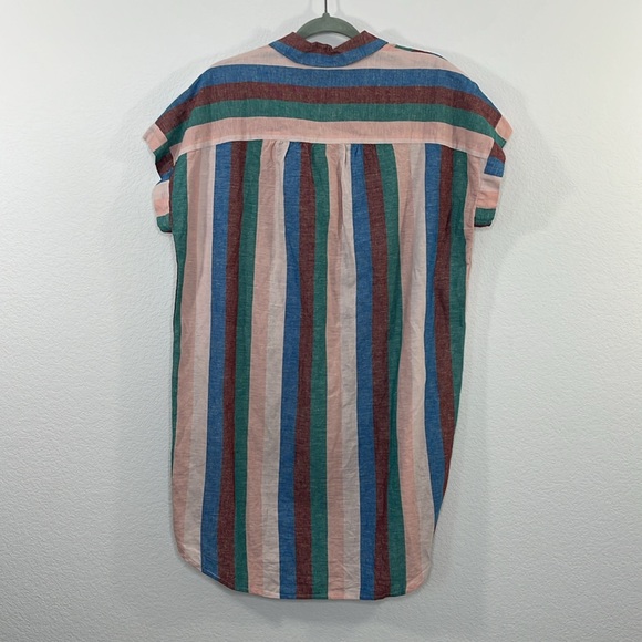 Madewell Central Shirtdress in Flagstaff Stripe Linen Blend Size Large - Picture 4 of 6
